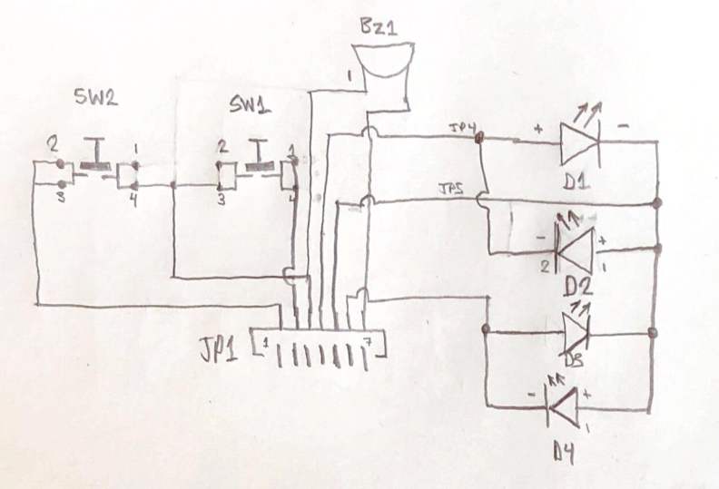 Interface board schematic with labels matching silkscreen.