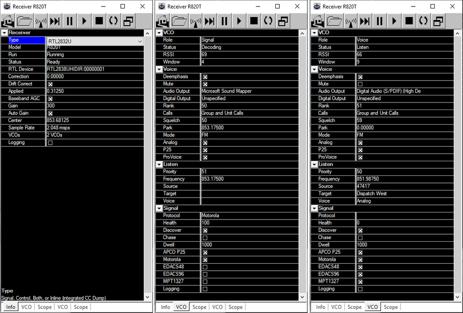 All receiver settings